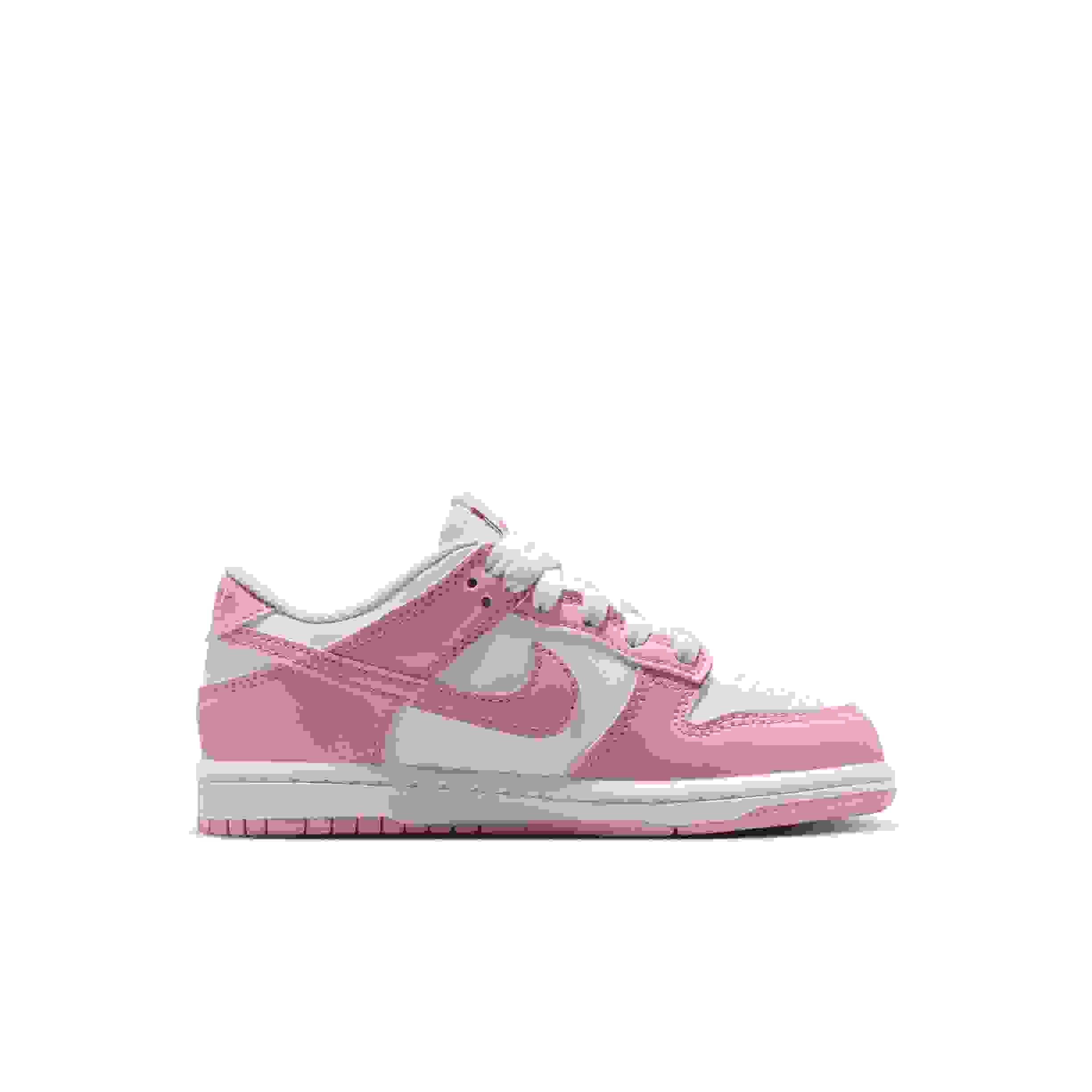 Nike Dunk Low Preschool Girls' "White/White/White/Pink Rise" Shoe
